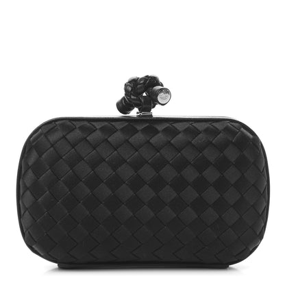 Bottega Veneta Satin Intreccio Impero Knot Clutch Black 1 of 6