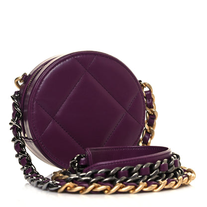 Chanel Goatskin Quilted Chanel 19 Round Clutch With Chain Purple 2 of 10