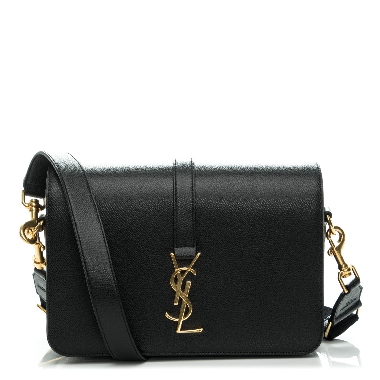 Saint Laurent Textured Calfskin Medium Classic Monogram Universite Bag Black 1 of 6