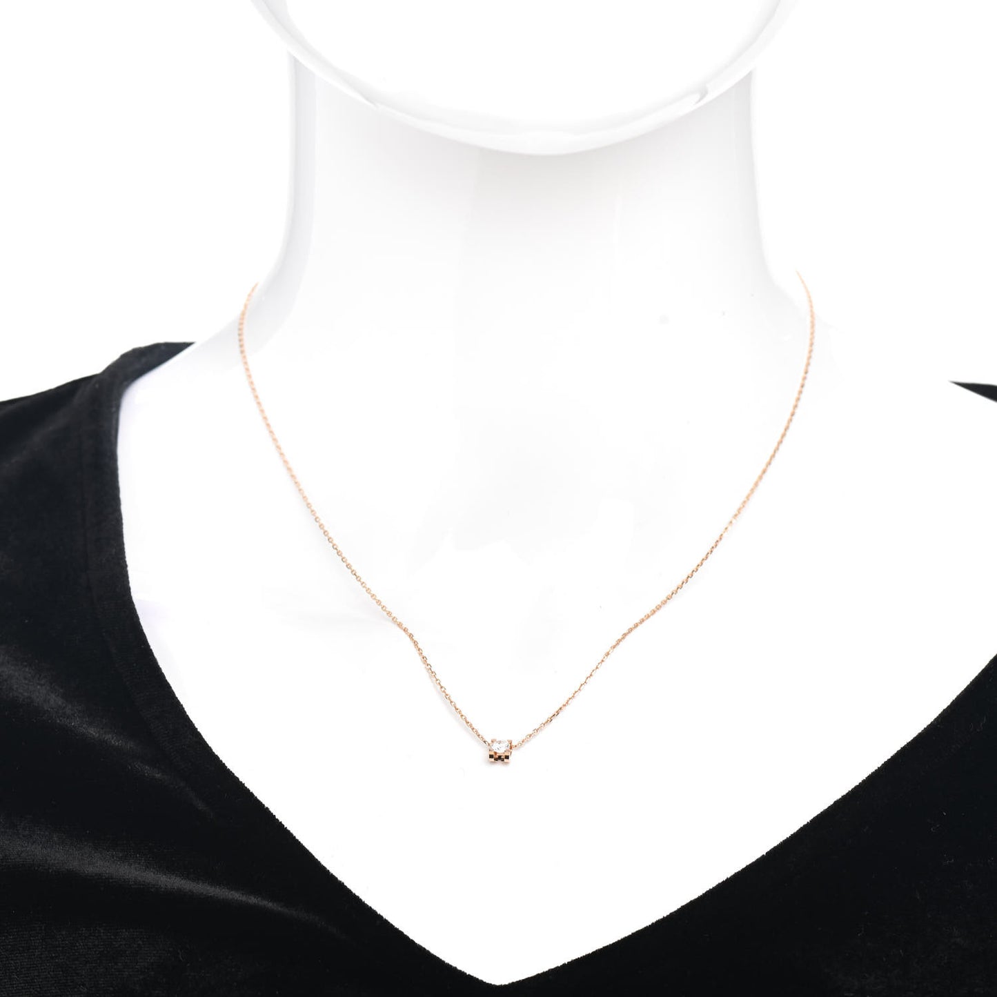 18K Pink Gold Diamond .19ct C de Pendant Necklace