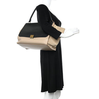 Celine Smooth Calfskin Suede Large Bi-Color Trapeze Black Dune 2 of 16