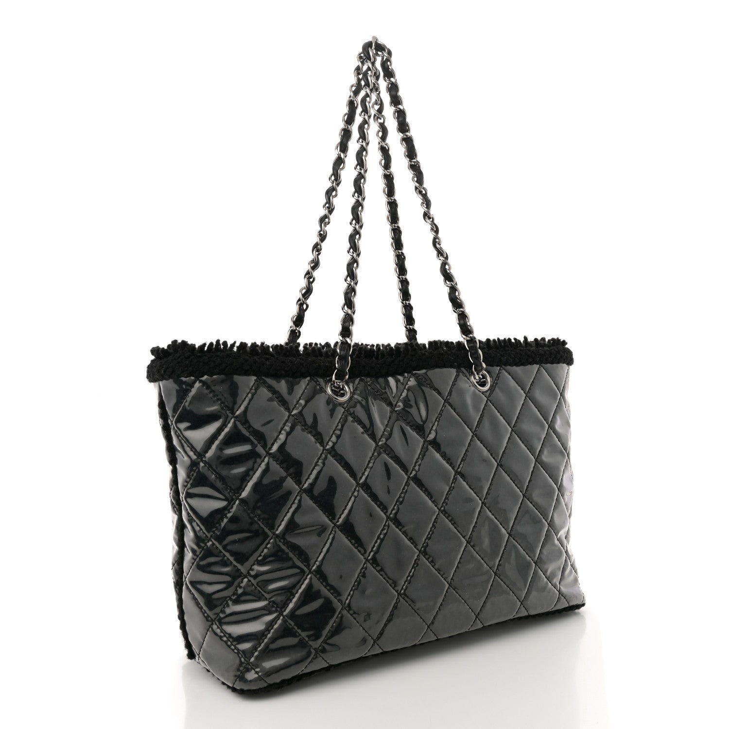 Chanel Vinyl Quilted Funny Tweed Tote Black 3 of 14