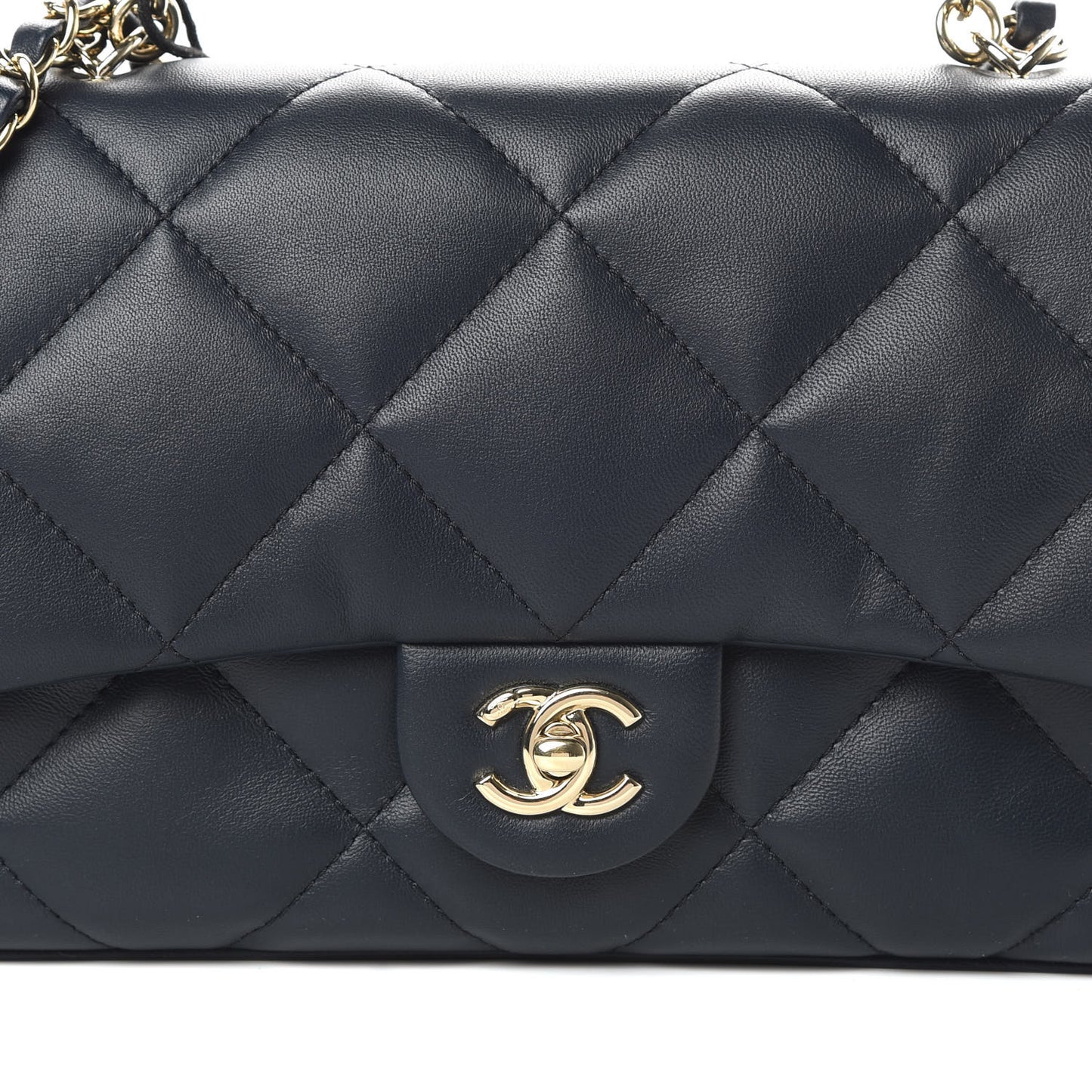 Lambskin Quilted Easy Carry Flap Navy