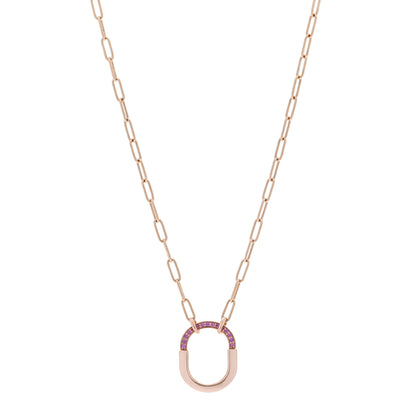 Tiffany 18K Rose Gold Pink Sapphire Small Lock Pendant Necklace 1 of 6