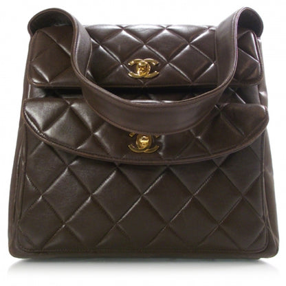 Chanel Lambskin Quilted Flap Shoulder Bag Dark Brown 1 of 13