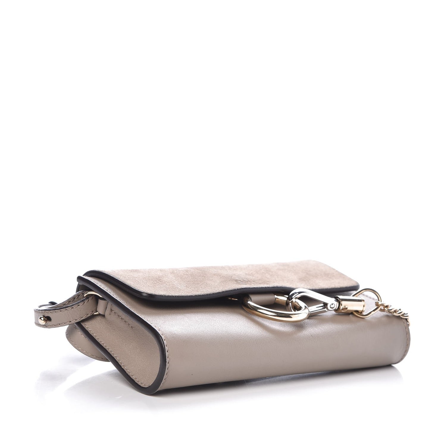 Suede Calfskin Mini Faye Shoulder Bag Motty Grey