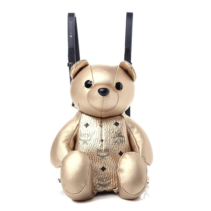 MCM Calfskin Visetos Bear Zoo Doll Backpack Gold 1 of 10