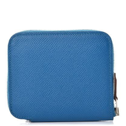 Hermes Epsom Silk'in Compact Wallet Bleu Zanzibar Fauve 1 of 7