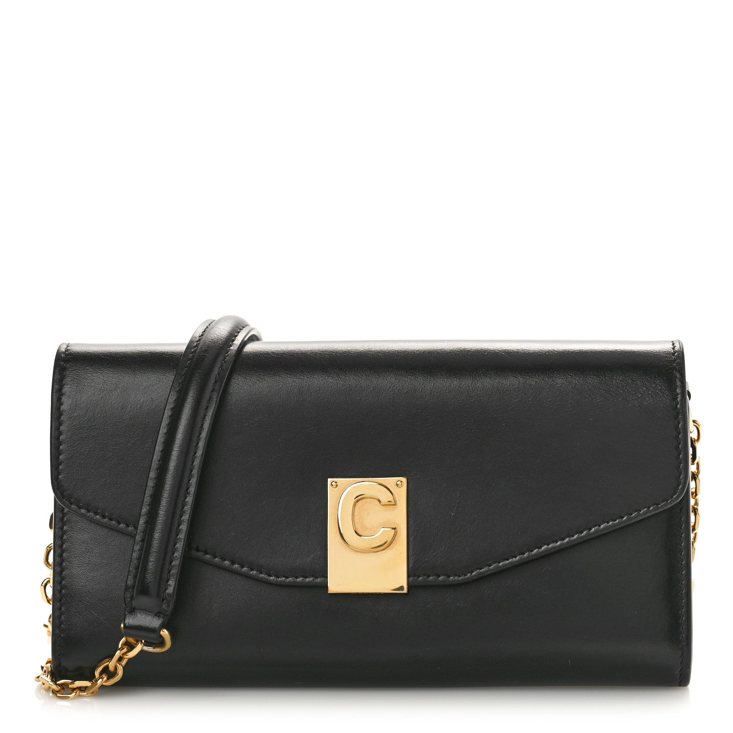 Celine Shiny Smooth Calfskin C Wallet On Chain Bag Black 1480226 ...