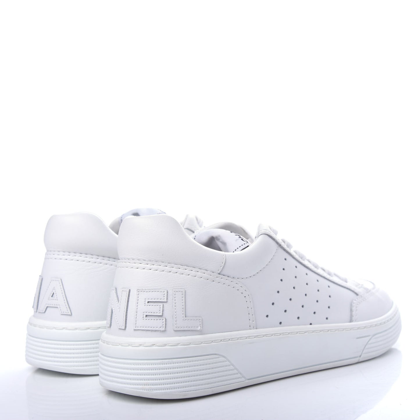 Calfskin Womens Logo Sneakers 40.5 White