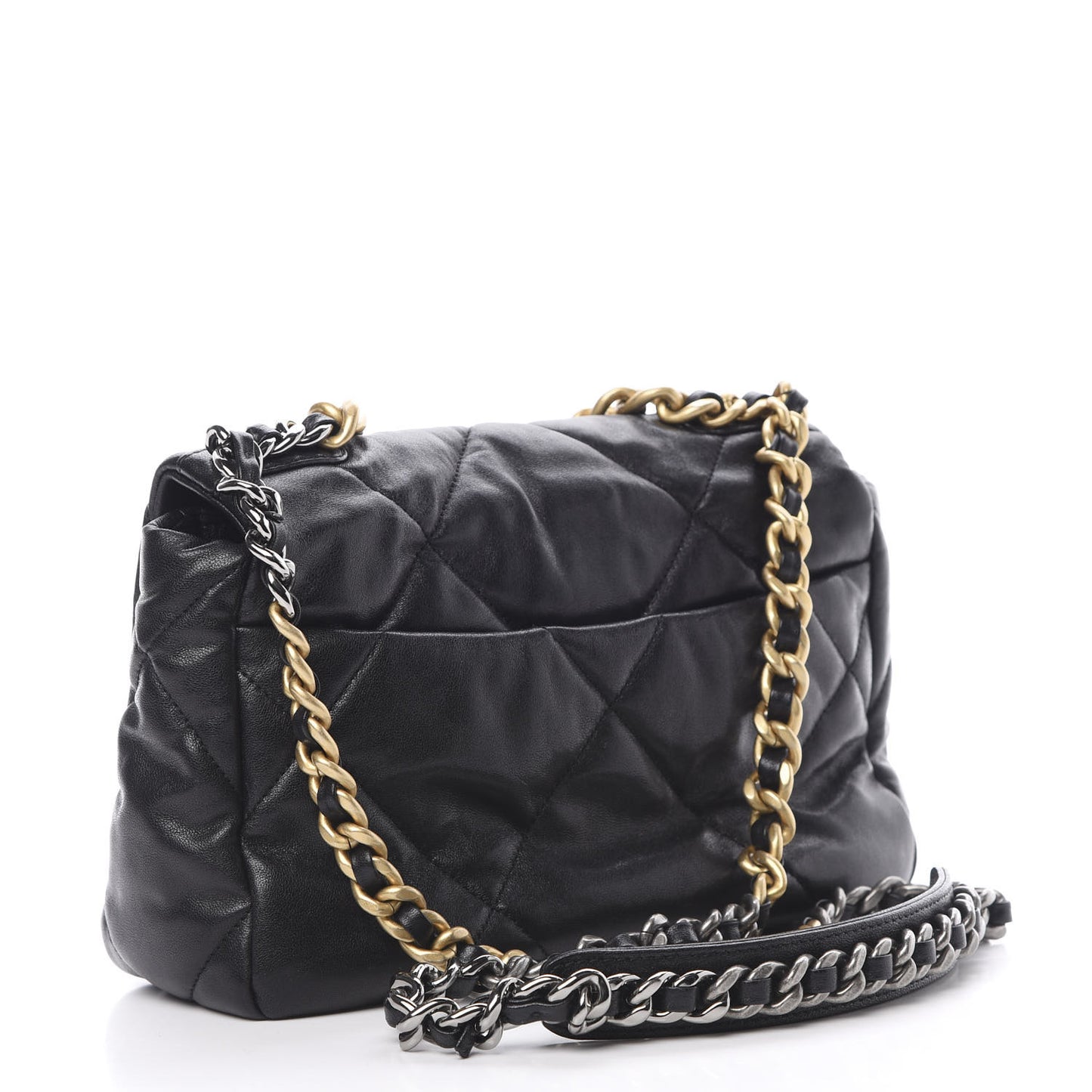 Lambskin Quilted Medium 19 Flap Black