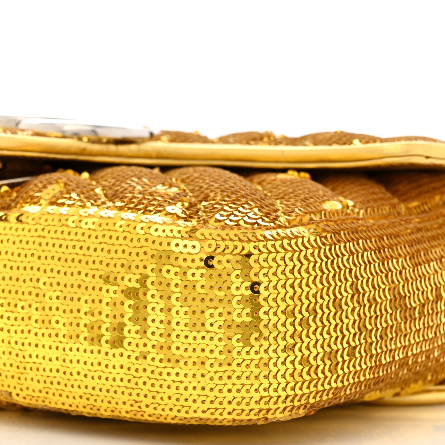 Gucci Sequin Matelasse Diagonal Mini GG Marmont Shoulder Bag Gold 10 of 13