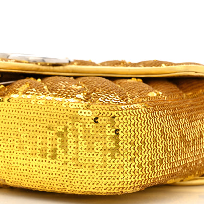 Gucci Sequin Matelasse Diagonal Mini GG Marmont Shoulder Bag Gold 10 of 13