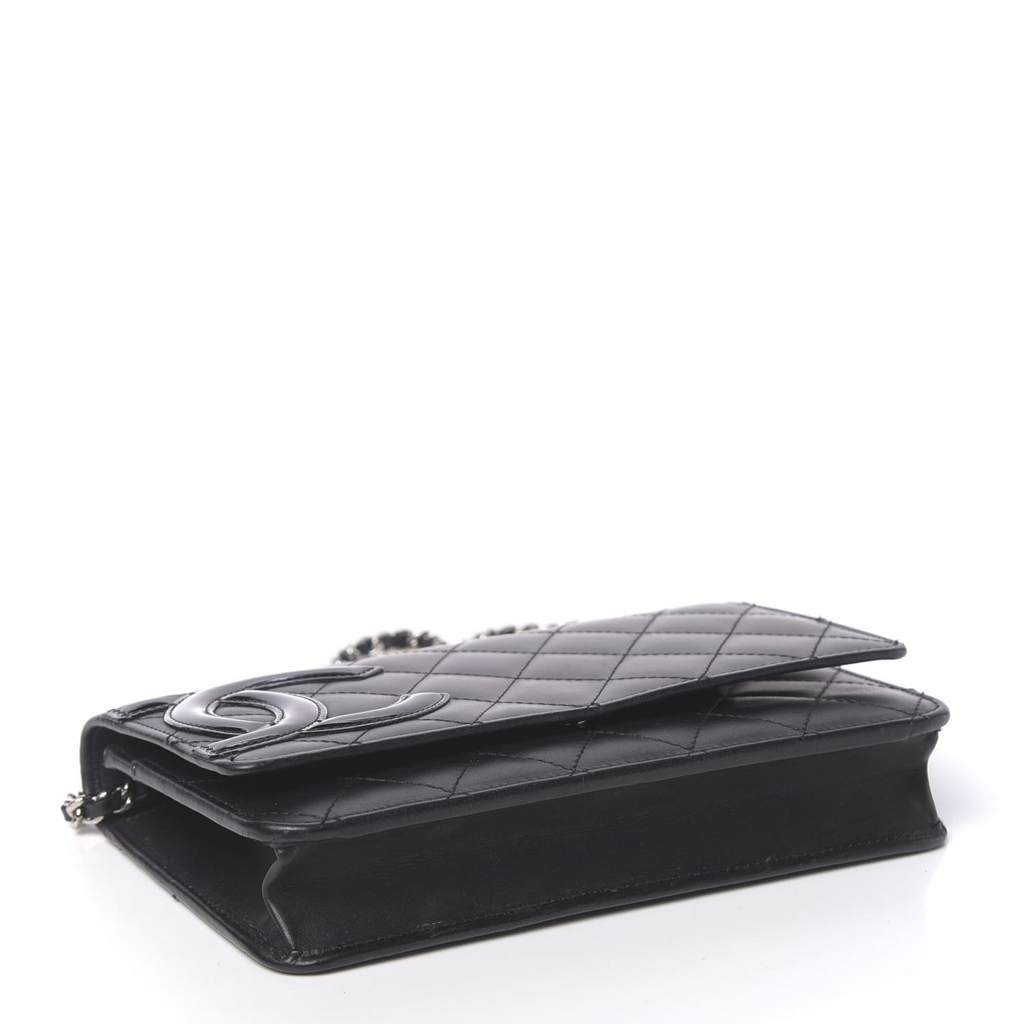 Calfskin Quilted Cambon Wallet On Chain WOC Black