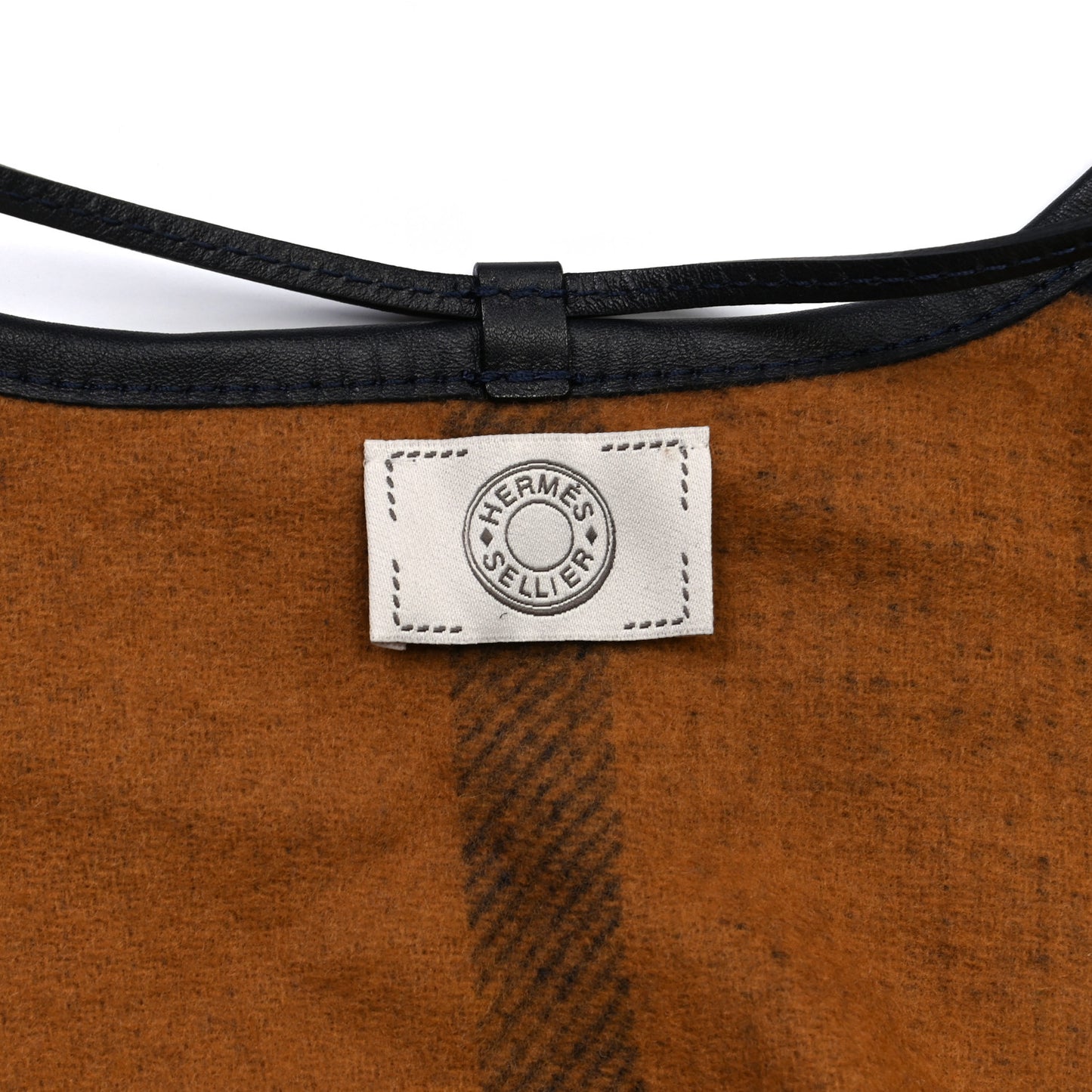 Wool Calfskin Reversible Highlands Poncho Navy Royal Fauve