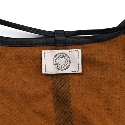 Hermes Wool Calfskin Reversible Highlands Poncho Navy Royal Fauve 6 of 7