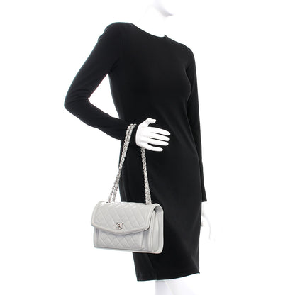 Chanel Lambskin Quilted Small Geometric Flap Light Grey 3 of 10