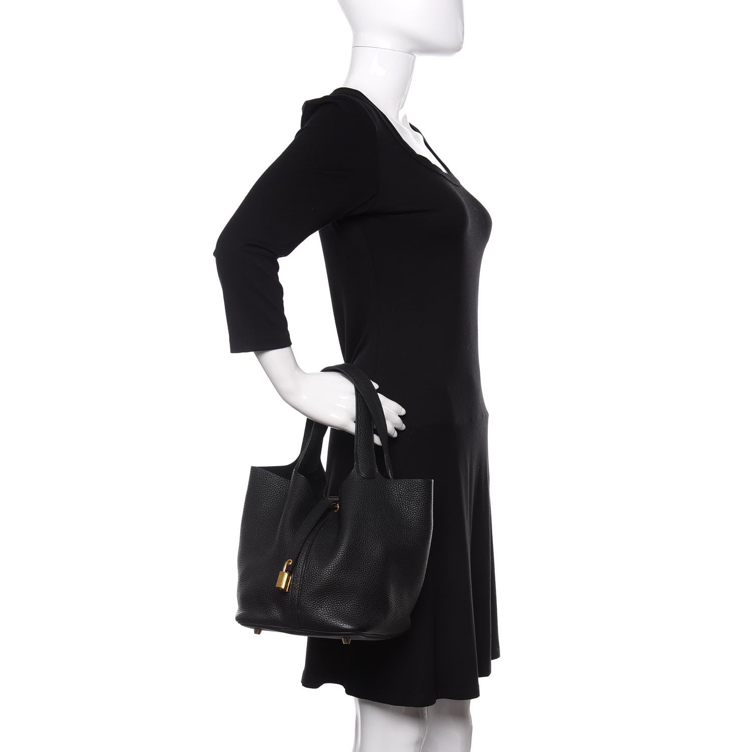 Hermes Taurillon Clemence Picotin Lock 22 MM Black 2 of 12
