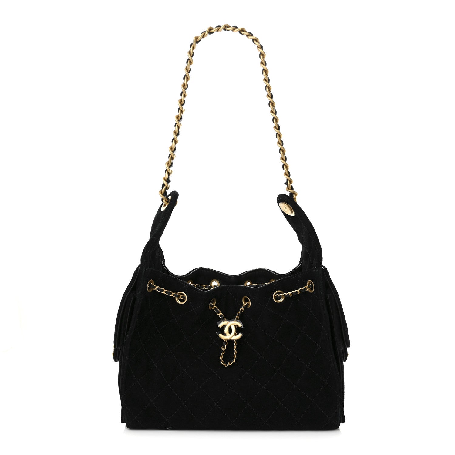 Chanel Suede Quilted Small Chanel 25 Handbag Black 1 of 11