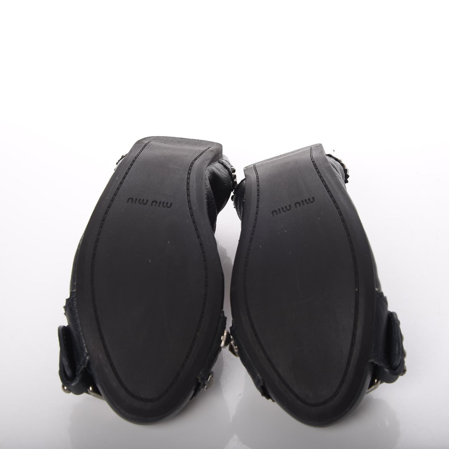 Goatskin Studded Buckle Ballet Flats 36 Denim
