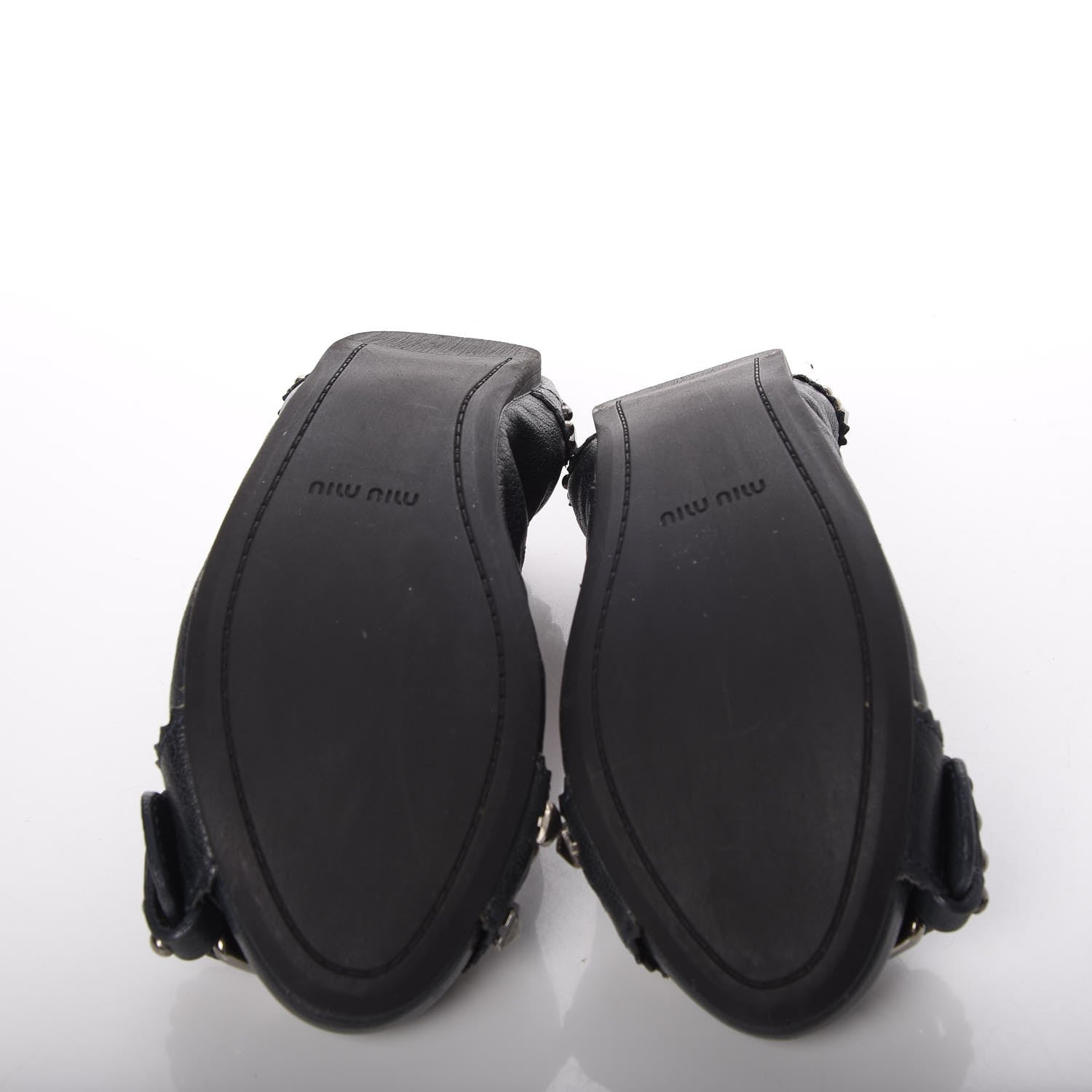 Miu Miu Goatskin Studded Buckle Ballet Flats 36 Denim 7 of 11