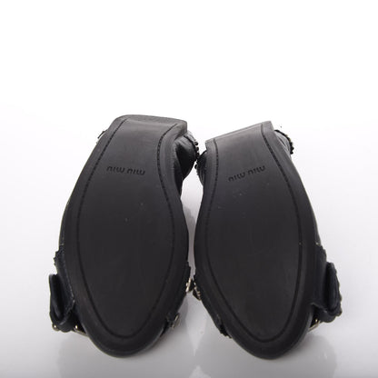 Miu Miu Goatskin Studded Buckle Ballet Flats 36 Denim 7 of 11