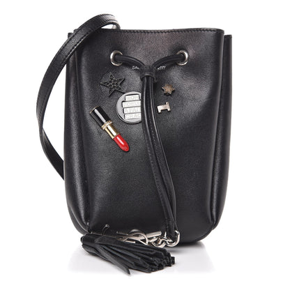 Saint Laurent Calfskin Embellished Monogram Mini Bucket Bag Black 1 of 8