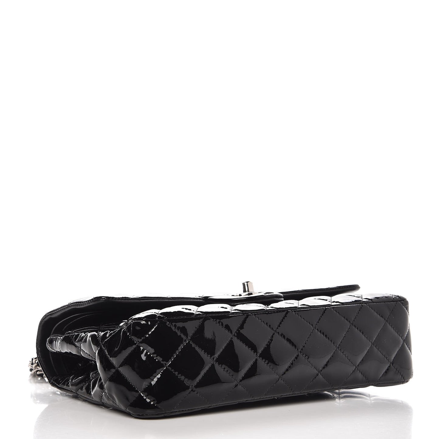 Patent Quilted Medium Double Flap Black
