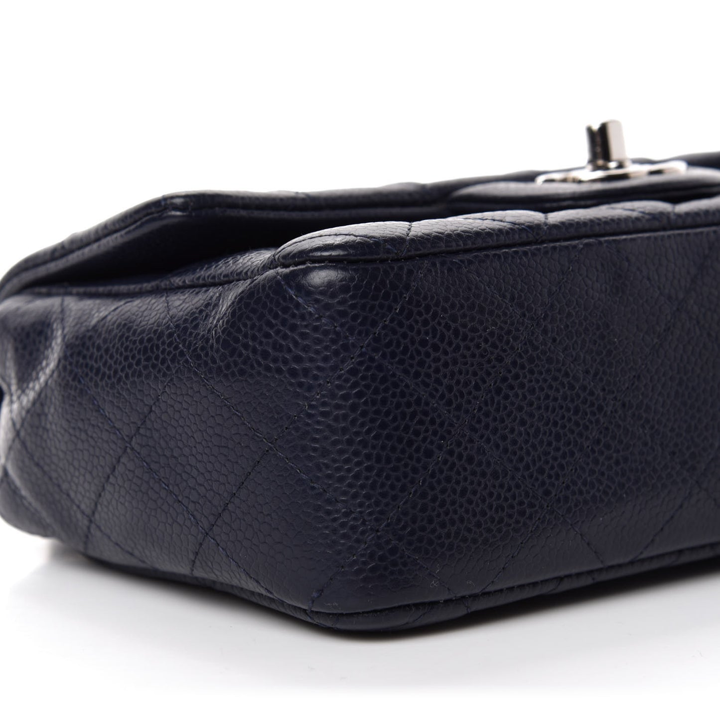 Caviar Quilted Mini Rectangular Flap Navy