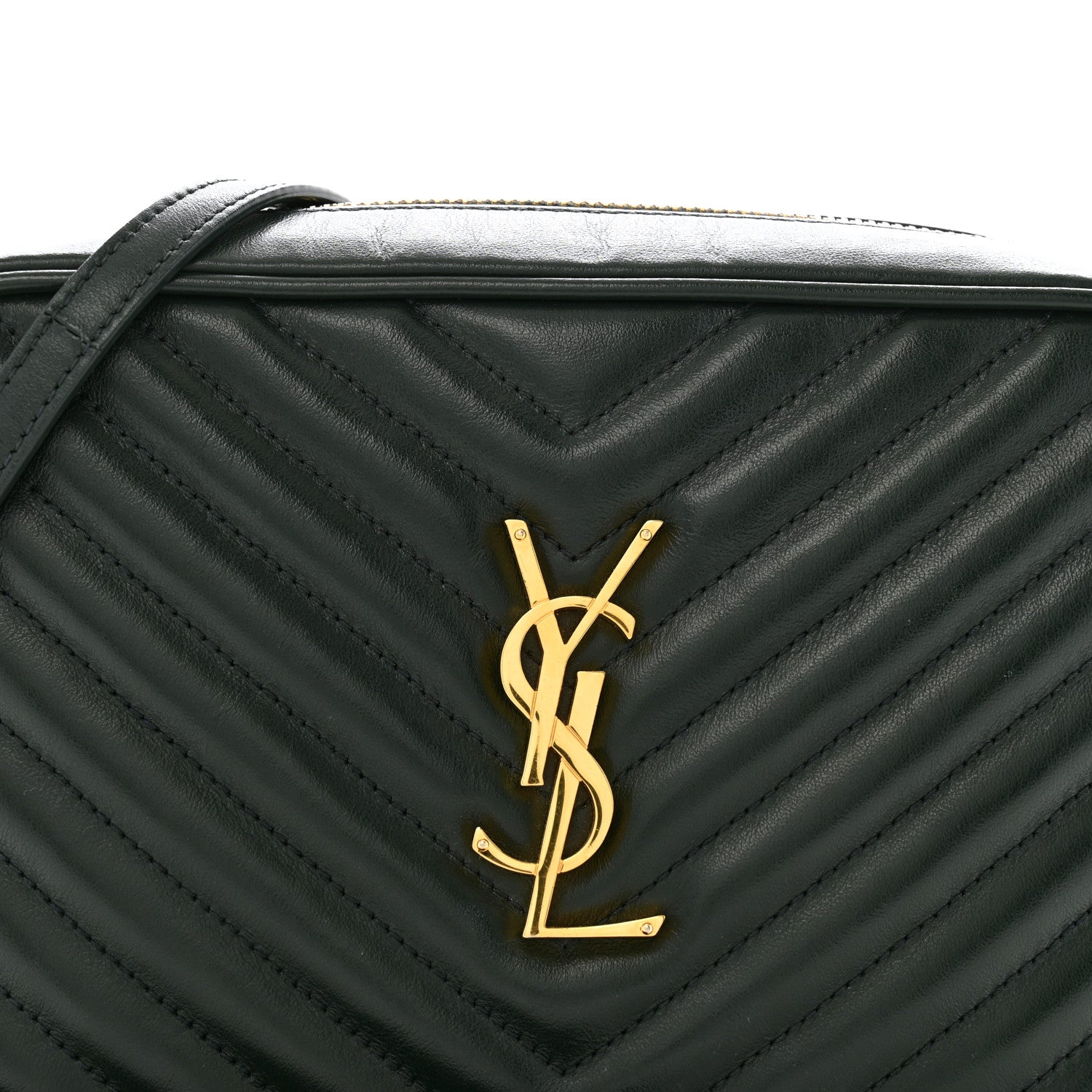 Saint Laurent Calfskin Matelasse Monogram Lou Camera Bag Vert Fonce 8 of 10