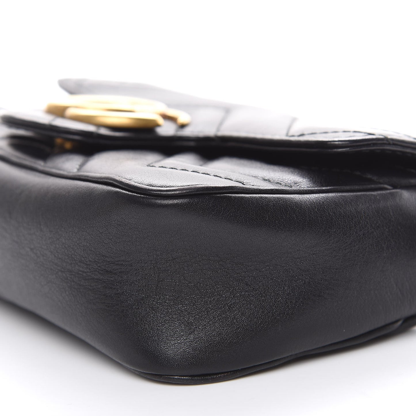 Calfskin Matelasse Super Mini GG Marmont Shoulder Bag Black
