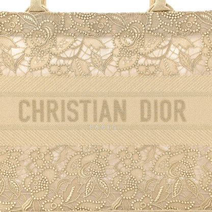 Christian Dior Transparent Metallic Embroidered Mesh Macrame Medium Book Tote Gold 9 of 12