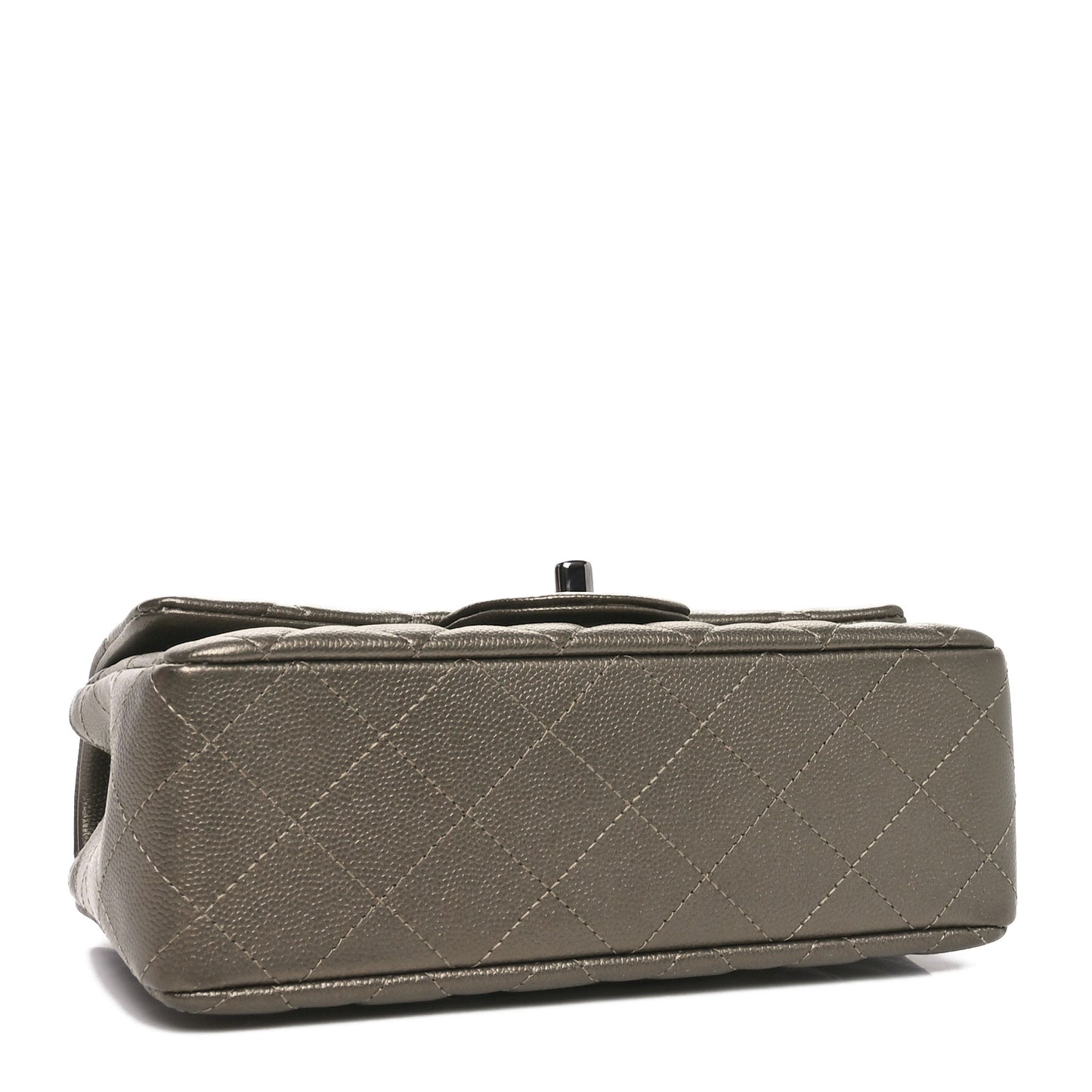 Iridescent Caviar Quilted Mini Rectangular Flap Bronze