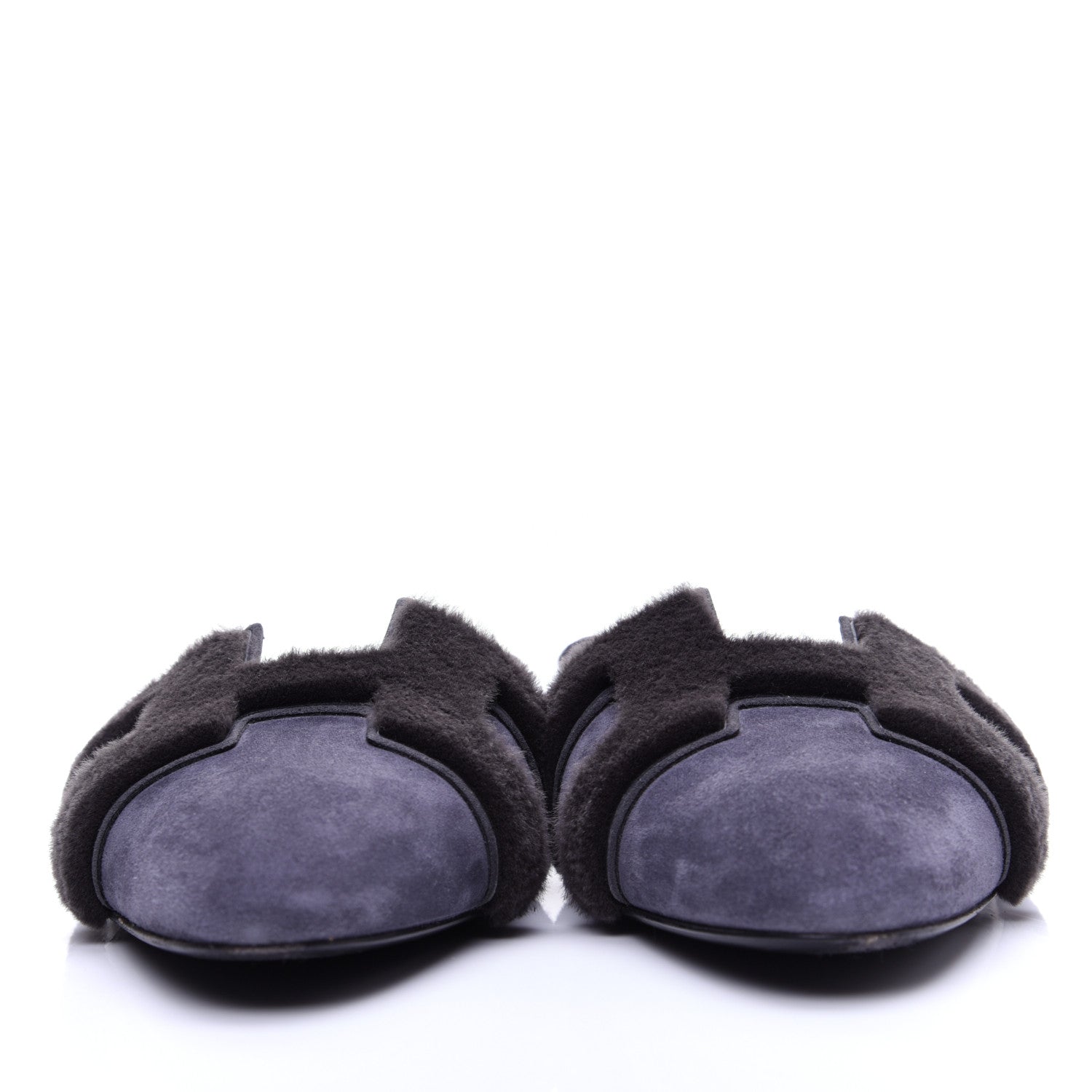 Hermes Suede Goatskin Fur Roxane Mules 38.5 2 of 13