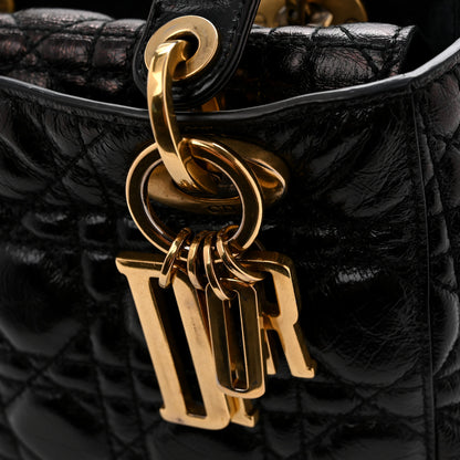 Christian Dior Crinkled Patent Cannage Small Lucky Badges My Lady Dior Black 13 of 13