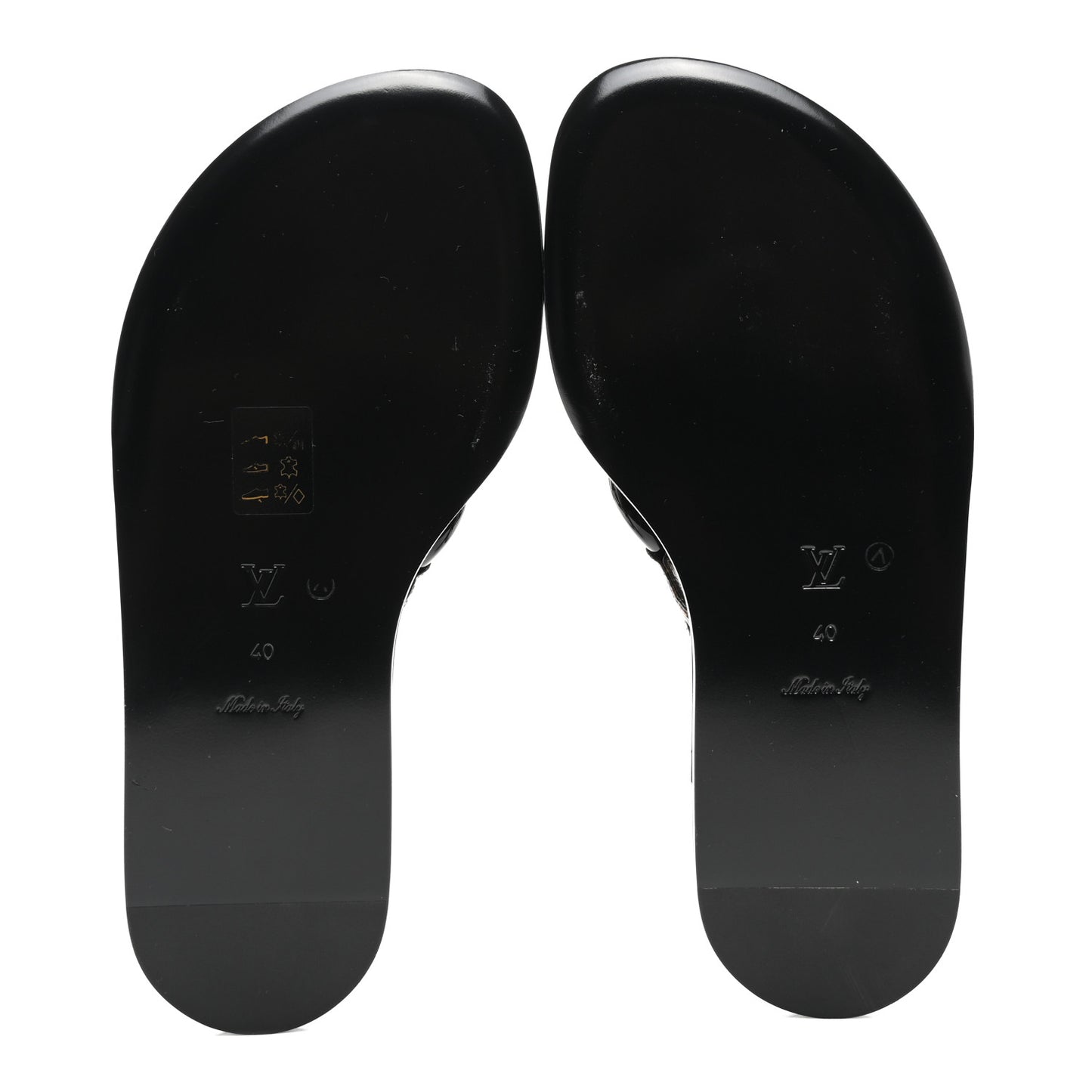 Patent Monogram Vedette Mule Sandals 40 Black