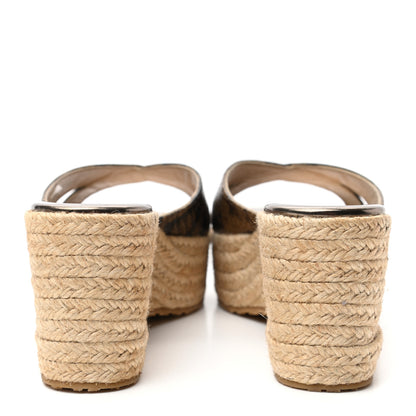 Jimmy Choo Snakeskin Prima Espadrille Wedge Sandals 38 Brown 6 of 8