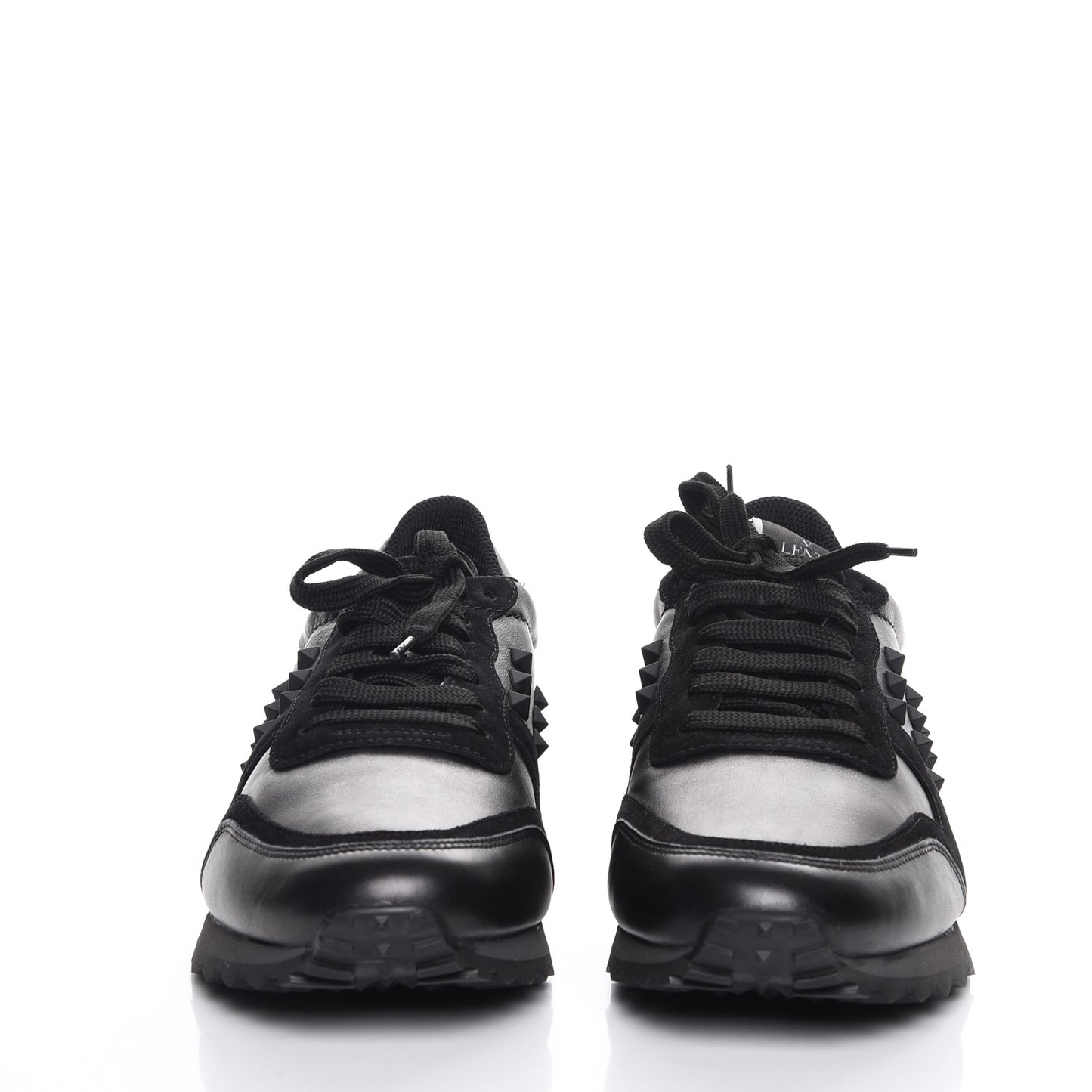 Calfskin Suede Mens Rockstud Sneakers 42 Black