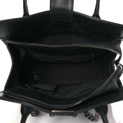 Chanel Calfskin Quilted Double Stitch Large Boy Tote Black 5 of 11