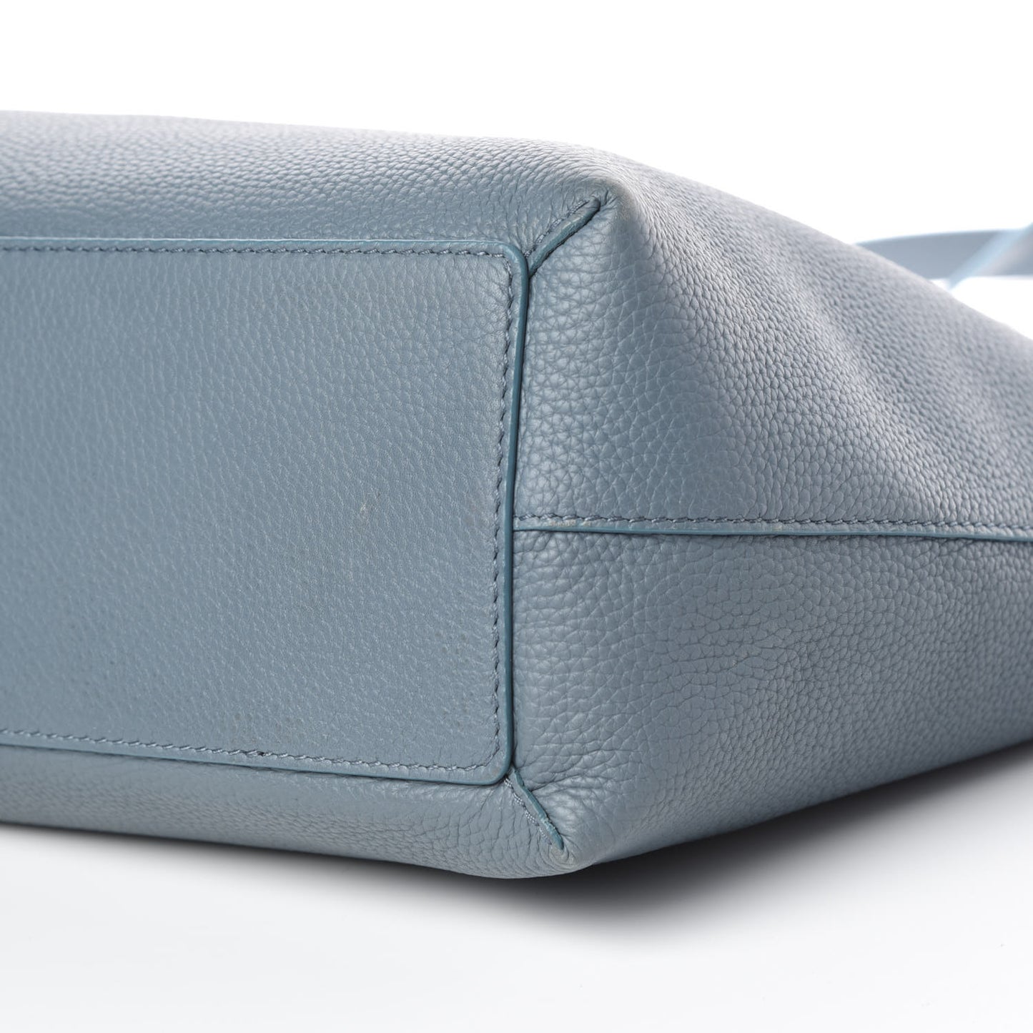 Grainy Calfskin Remington Tote Dusty Teal Blue