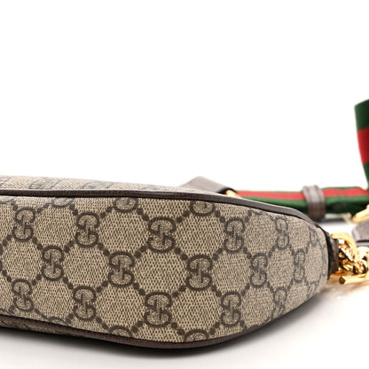 Gucci GG Supreme Monogram Textured Dollar Calfskin Web Small Ophidia GG Handbag Beige Ebony New Acero 9 of 11
