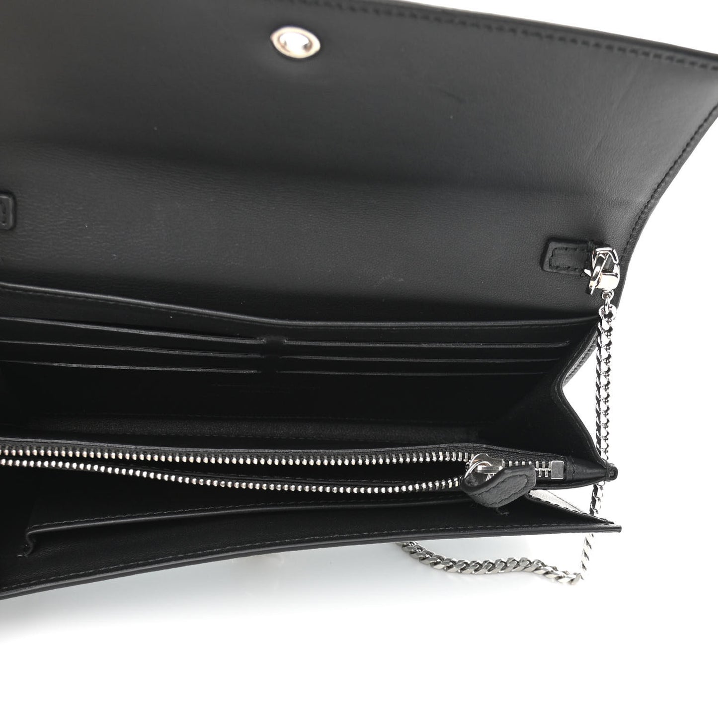 Silky Amish Grain Calfskin Skull Wallet on Chain Duck Egg