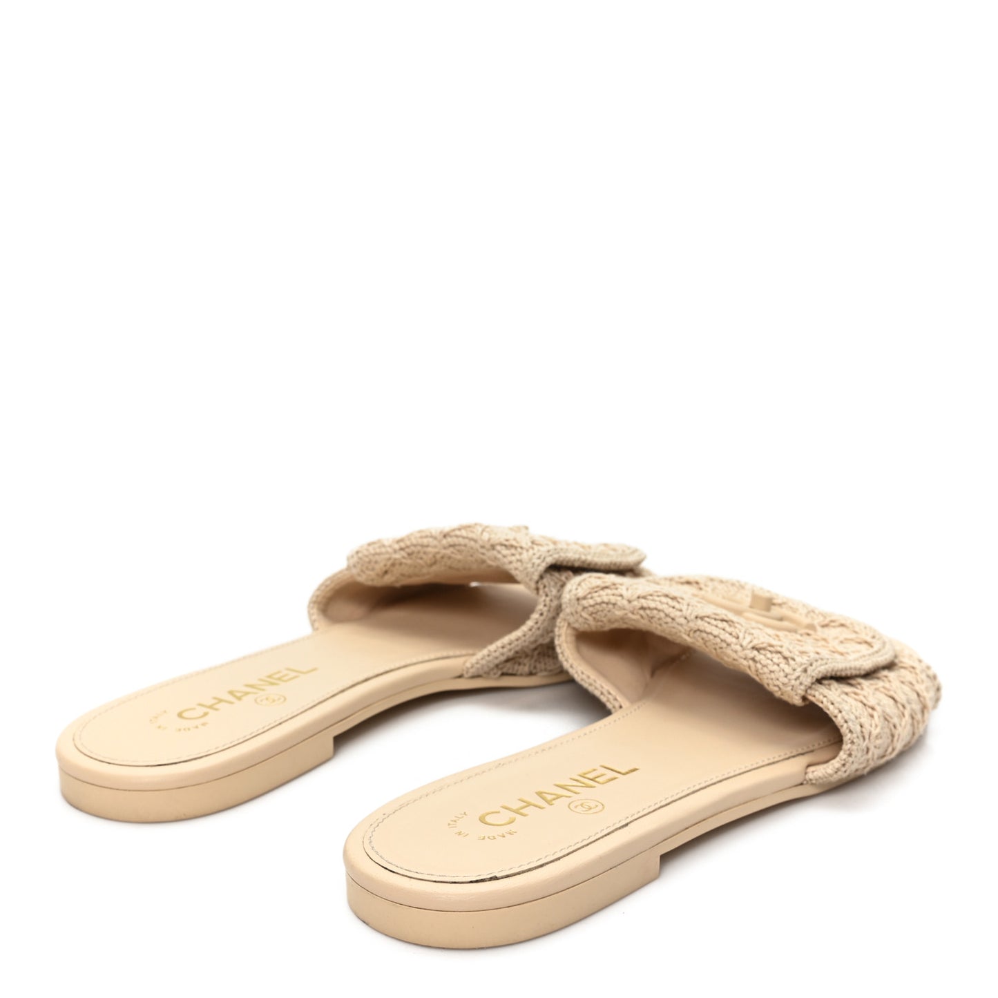 Crochet CC Mules Sandals 38.5 Beige