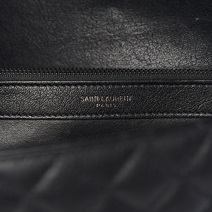 Saint Laurent Calfskin Mixed Matelasse Triquilt Large Monogram Satchel Black 7 of 10