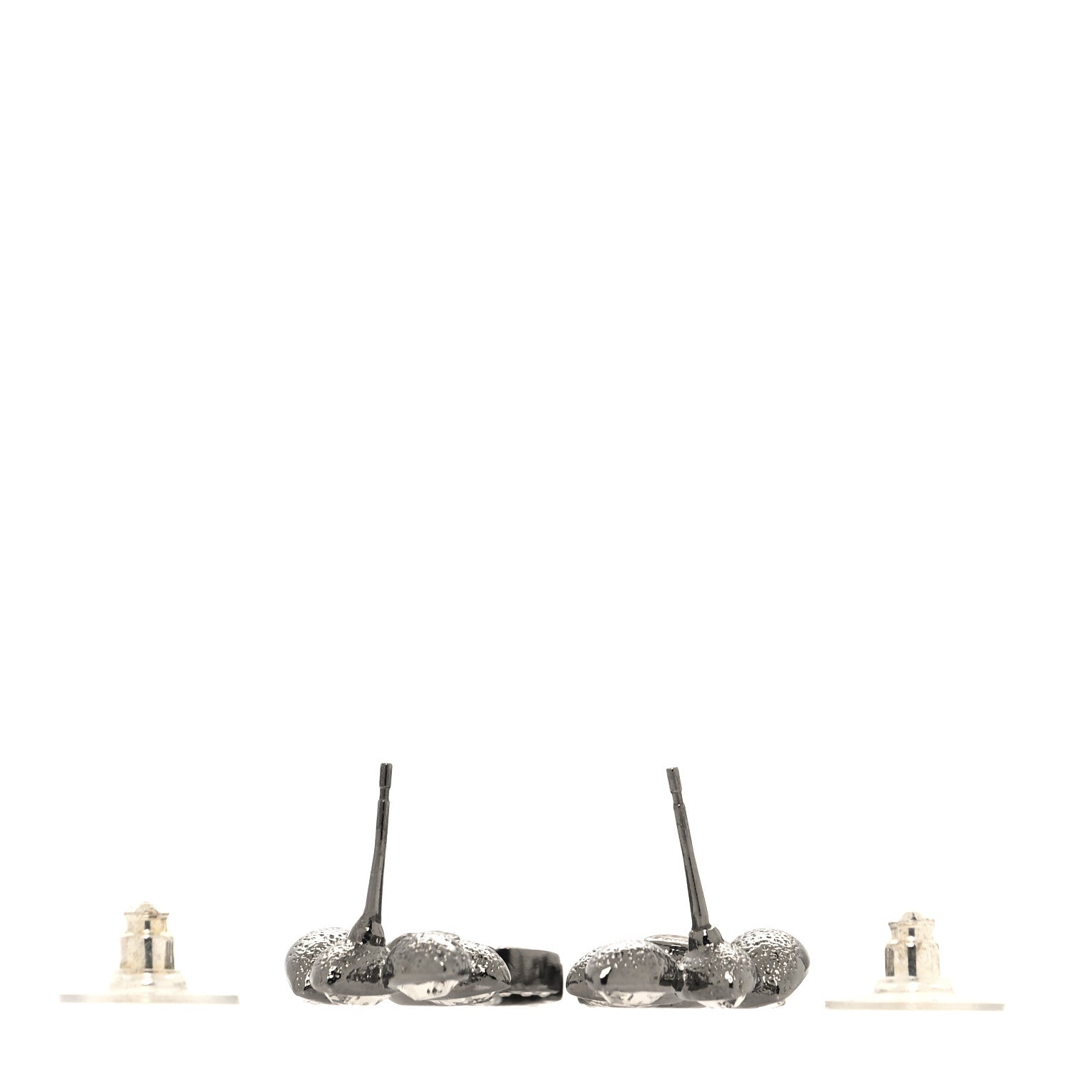 Chanel Crystal Sparkling Wheat CC Drop Earrings Silver 3 of 5