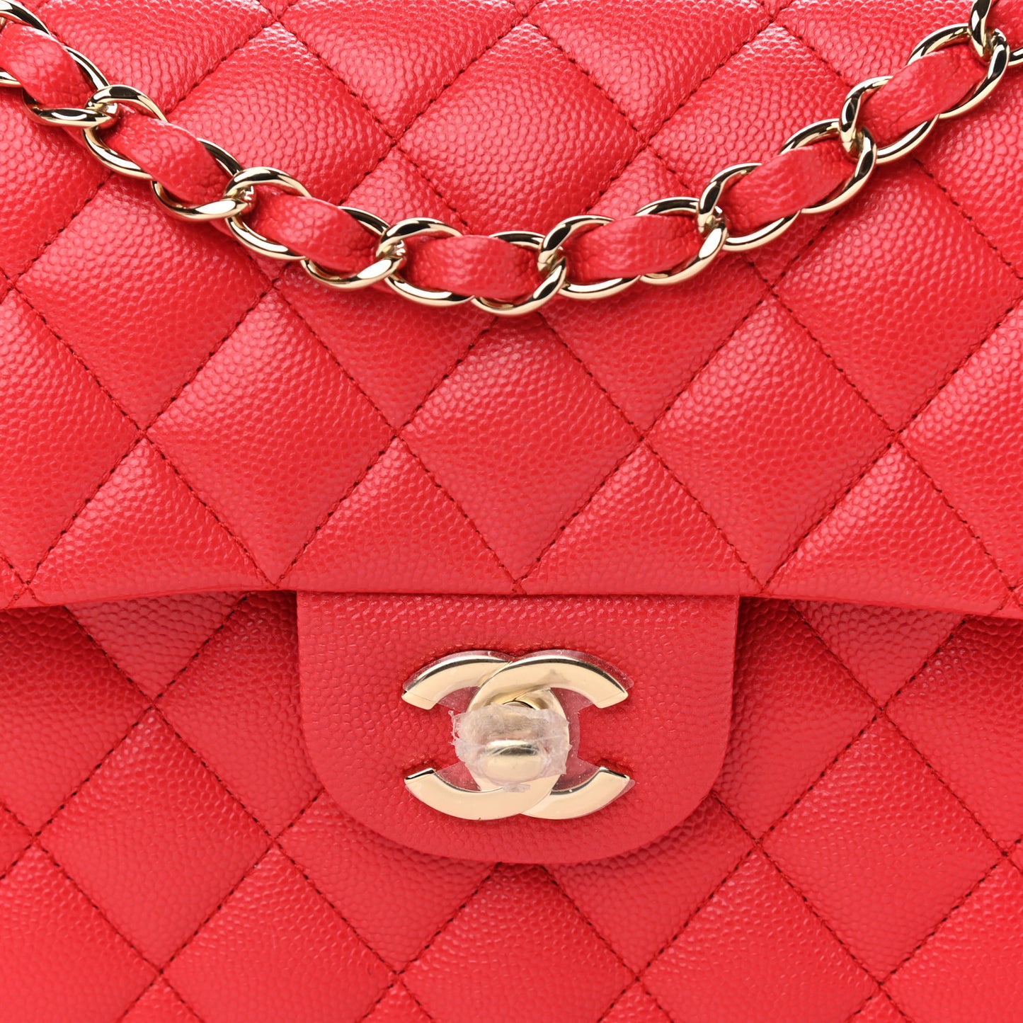 Caviar Quilted Small Double Flap Red