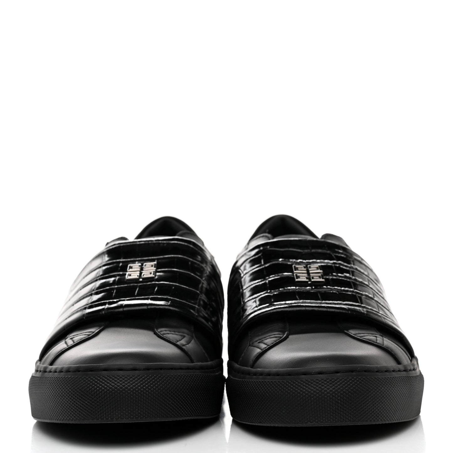 Calfskin Crocodile Embossed Mens Urban Street Sneakers 41 Black