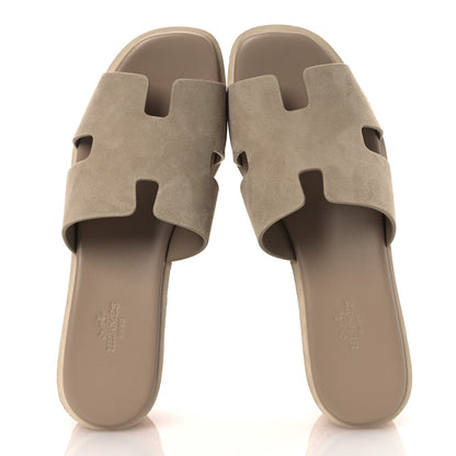 Hermes Suede Goatskin Cork Eze 30 Sandals 38 Beige Argile 2 of 11