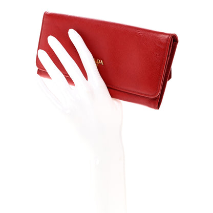 Prada Saffiano Metal Continental Flap Wallet Fuoco 2 of 7