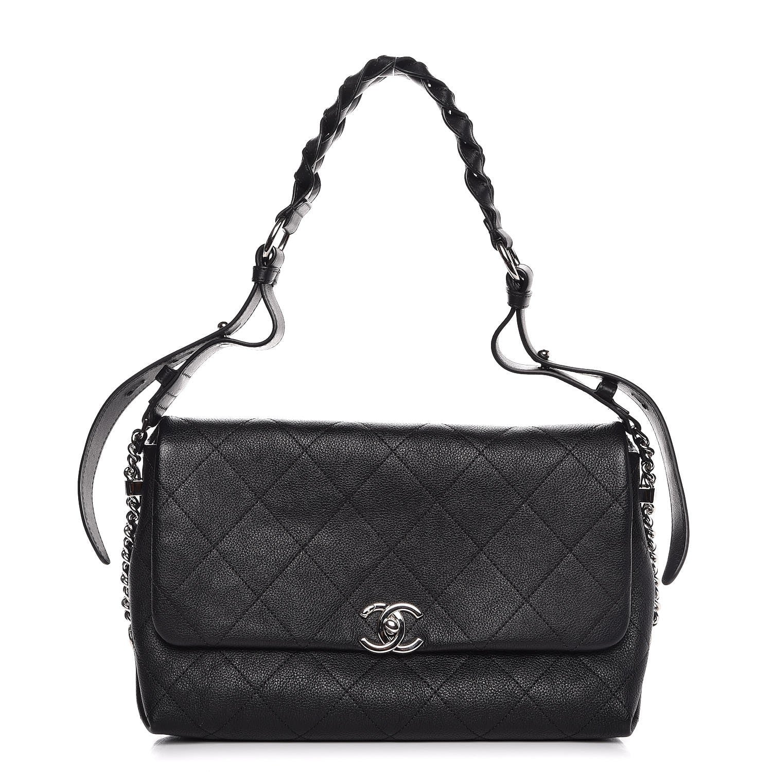 Chanel Grained Calfskin Stitched Small Braided With Style Flap Black 1 of 8